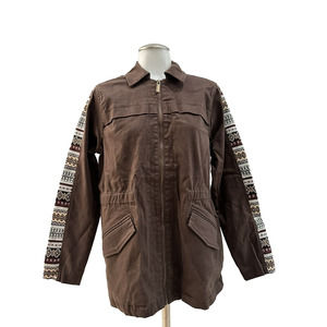 DG2 Diane Gilman Women's Small Brushed Sateen Dream Anorak Jacket Coffee Western